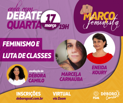 Marcela Carnaúba e Eneida Koury na segunda aula do curso online Março Feminista!