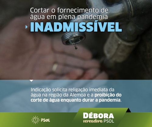 Débora Camilo apresenta Indicação para a prefeitura garantir o abastecimento de água durante a Pandemia em áreas periféricas da cidade