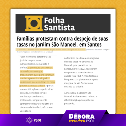 Famílias protestam contra despejos no Jardim São Manoel