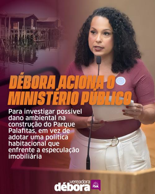 Débora aciona o Ministério Público para investigar possível dano ambiental na construção do Parque Palafitas