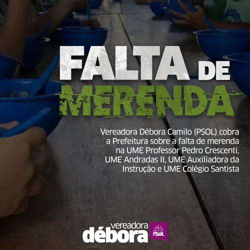 Débora Camilo cobra a prefeitura de Santos sobre a falta de merenda em diversas escolas de Santos