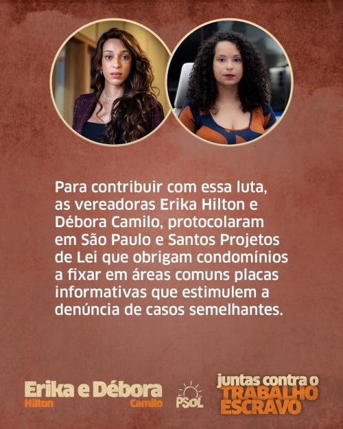 Débora Camilo e Érika Hilton protocolam PL contra o trabalho escravo
