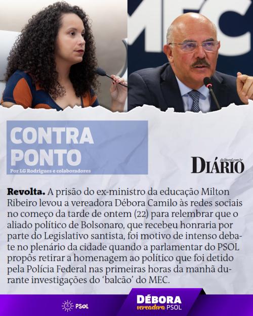 Débora Camilo (PSOL) reapresenta Projeto para retirar o Título de Cidadão Santista de Milton Ribeiro