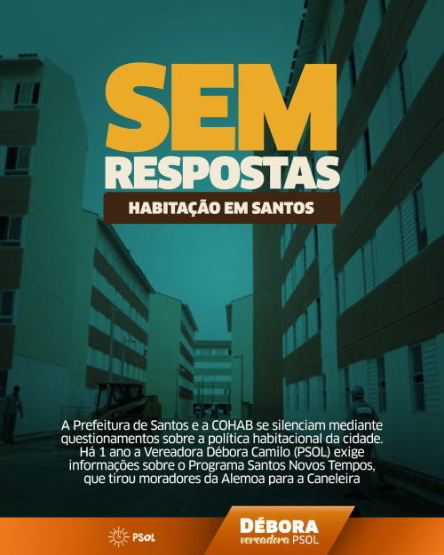 Débora Camilo questiona sobre habitação em Santos