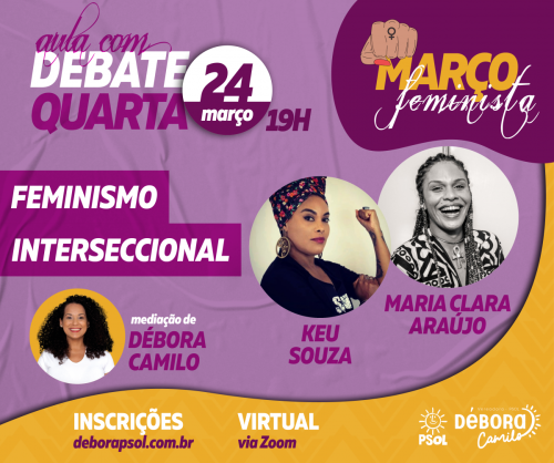 Keu Souza e Maria Clara Araújo na terceira aula do curso online Março Feminista!