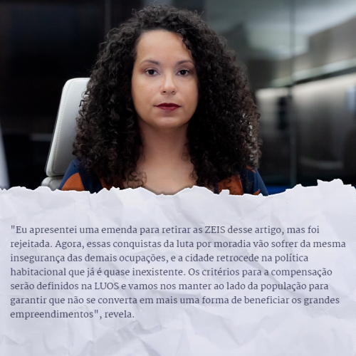 Leio de Uso e Ocupação do Solo também preocupa Débora Camilo