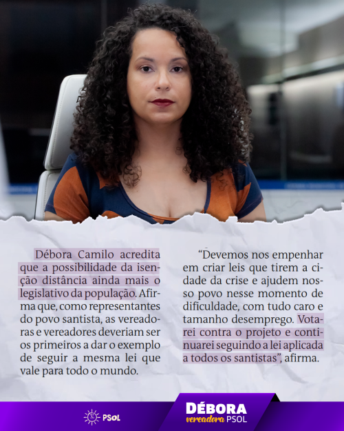 SAIU NA MÍDIA! Débora Camilo (PSOL) é contra estacionamento na "faixa" para vereadores
