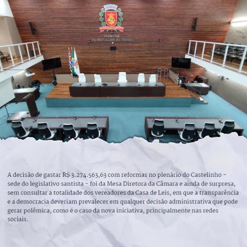 Vereador questiona transparência da Mesa Diretora da Câmara de Santos