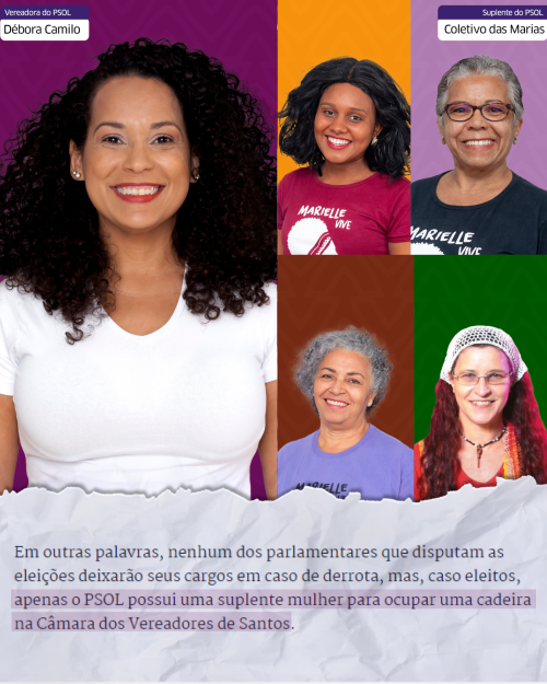 Vereadoras disputam eleições, mas apenas Débora Camilo (PSOL), tem suplente mulher
